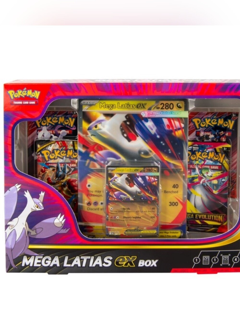Pokemon Mega Latias Ex Box - 4 Booster Packs, 1 Promo Card & 1 Lenticular Card